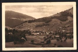 AK Vorderthal, Panorama mit Kirche, 1928