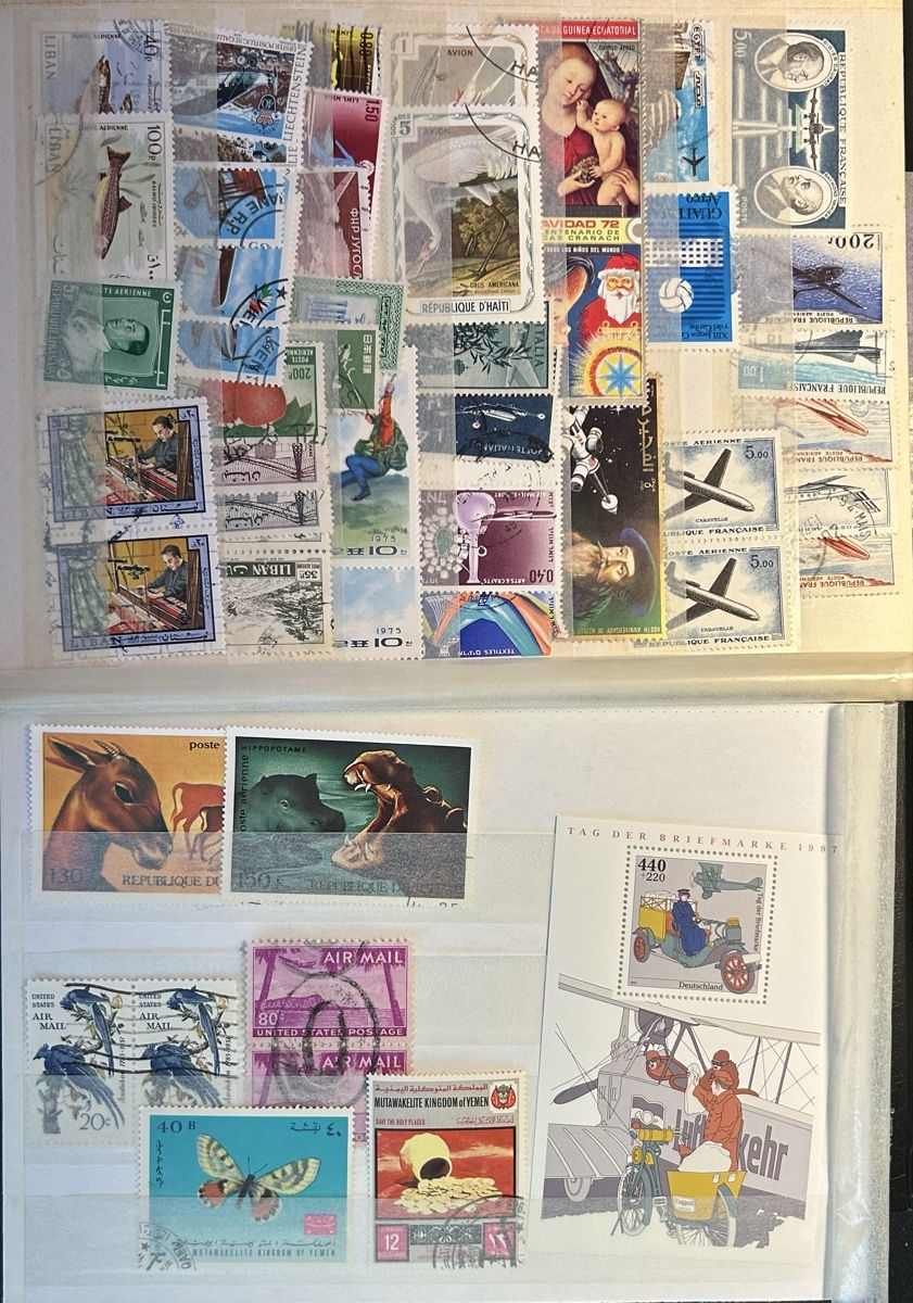 Alle Briefmarken: 4 DIN A5 Seiten Flugpost Luftpost weltweit – Gebraucht aus Bern von mon_622y 1