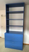 Bücherregal mit Schubladen, fernblau, in Top Zustand