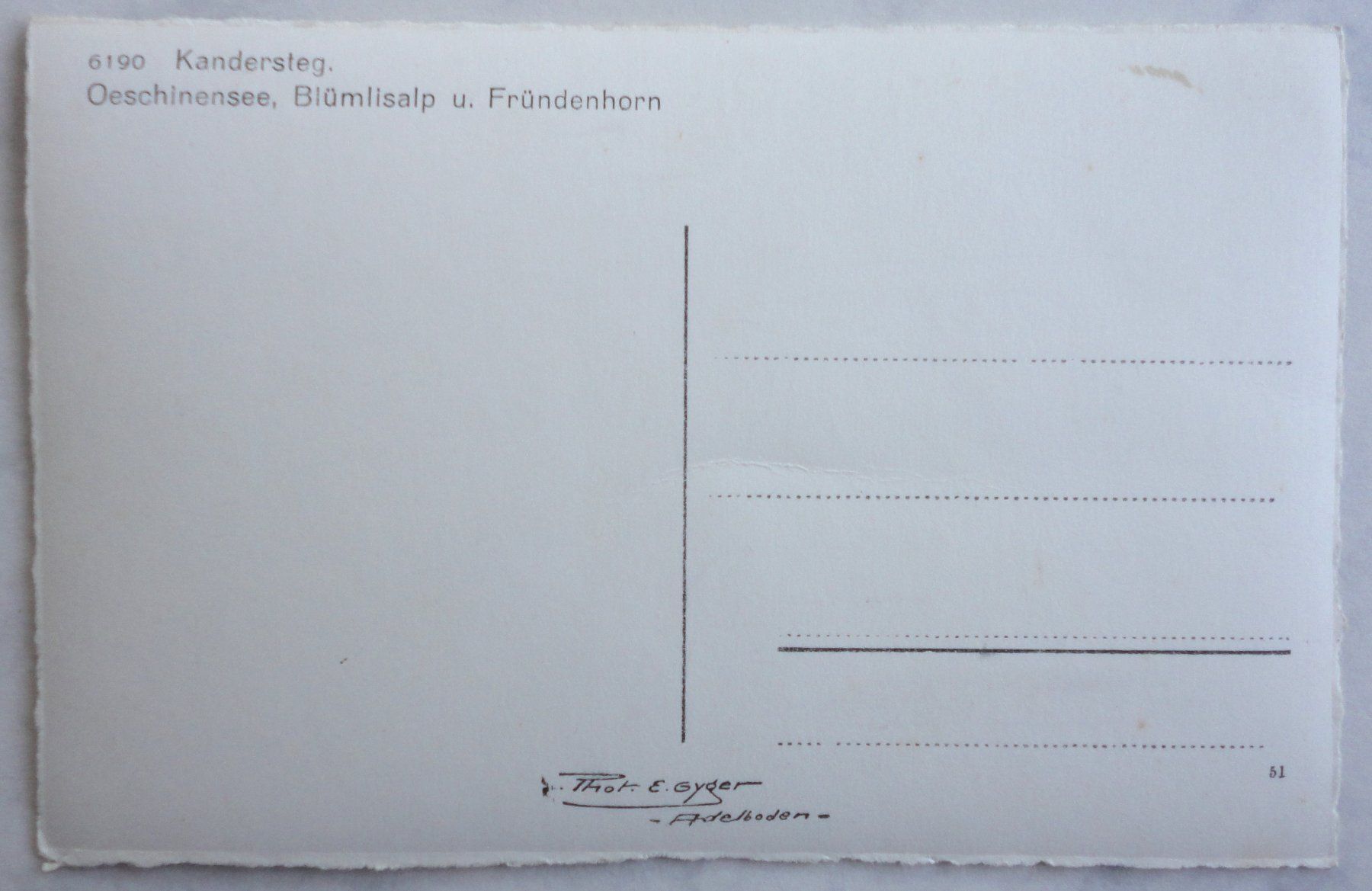 Cartoline postali: Kandersteg, Oeschinensee – Difettoso da Fétigny venduto da Billy2miny 1