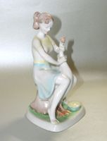 Porzellanfigur Hollohaza Mädchen mit Gans Vintage Deko Figur