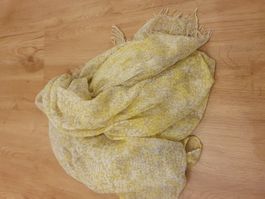 Halstuch, dünner Schal, Foulard, gelb & weiss
