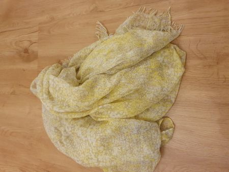 Halstuch, dünner Schal, Foulard, gelb & weiss
