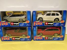 4 x Burago 1/43, Volvo, Porsche, MB