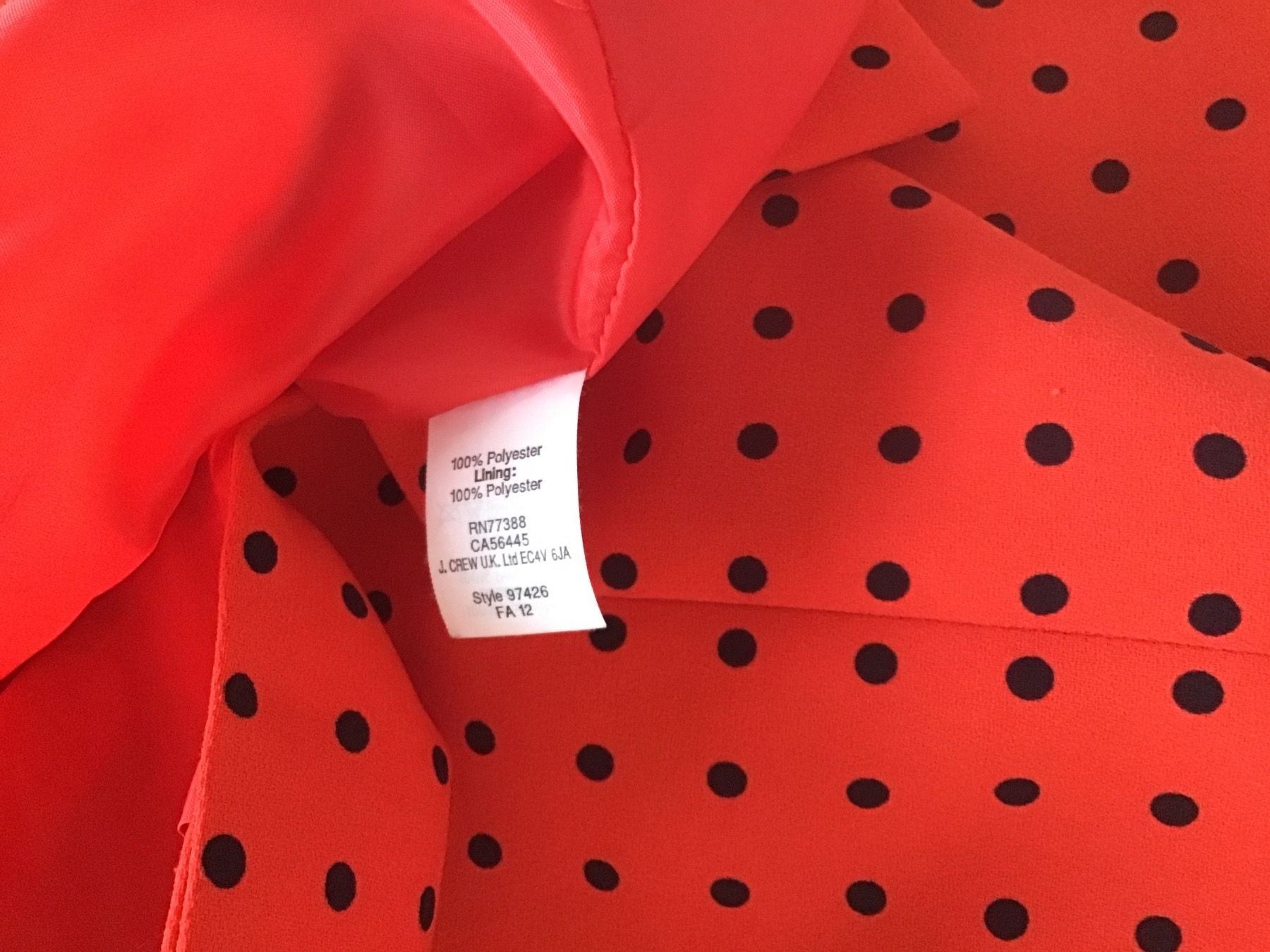 J.Crew Vestiti: KLEID J. CREW ROT MIT SCHWARZEN PUNKTEN GR.34/36 – Usato da Glattfelden venduto da ire_w6h2 6