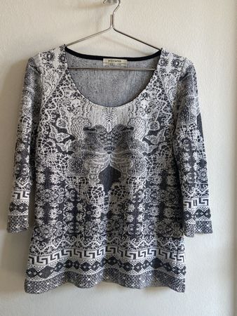 Aldo Pullover, dreiviertel Arm, weiss, grau, schwarz, Grösse