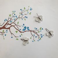 3 Stück Schmetterlinge gehäkelt, farfalle uncinetto 043 B