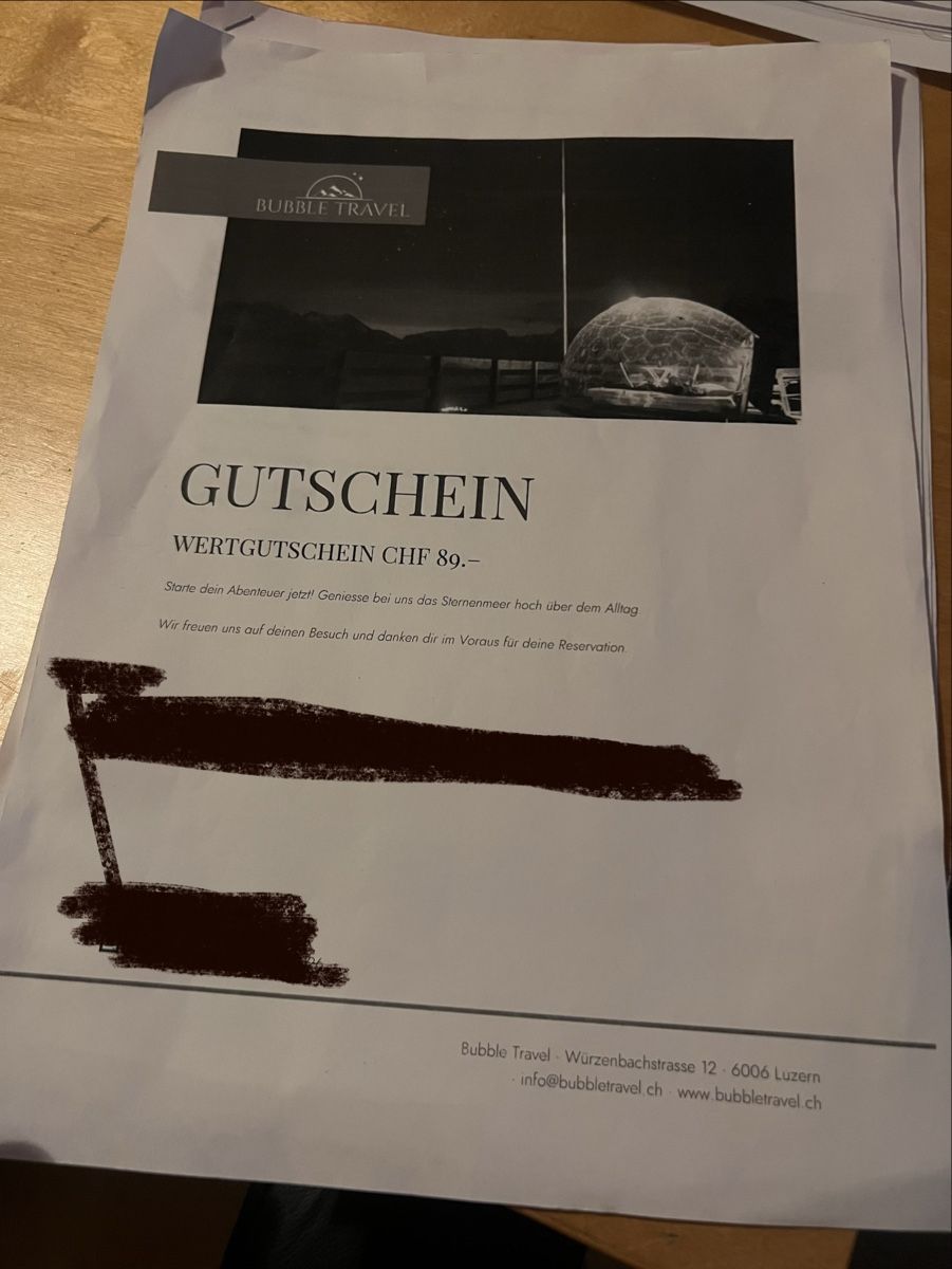 Gutscheine: Gutschein Bubbletravel.ch – Neu und originalverpackt aus Herzogenbuchsee von Honigkuchenpferd01