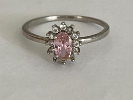 Silberringli 925 .mit Rosenquarz  17mm.