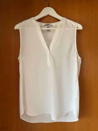 H&M Damen Bluse Weiss ärmellos Gr. 40