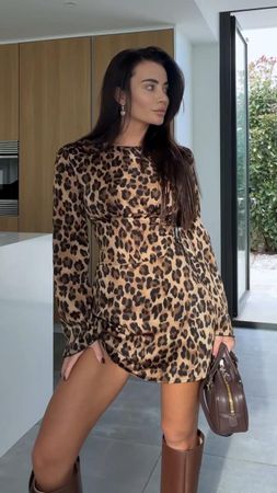 Long Sleeve Mini Dress with Built-In Shorts Size: L
