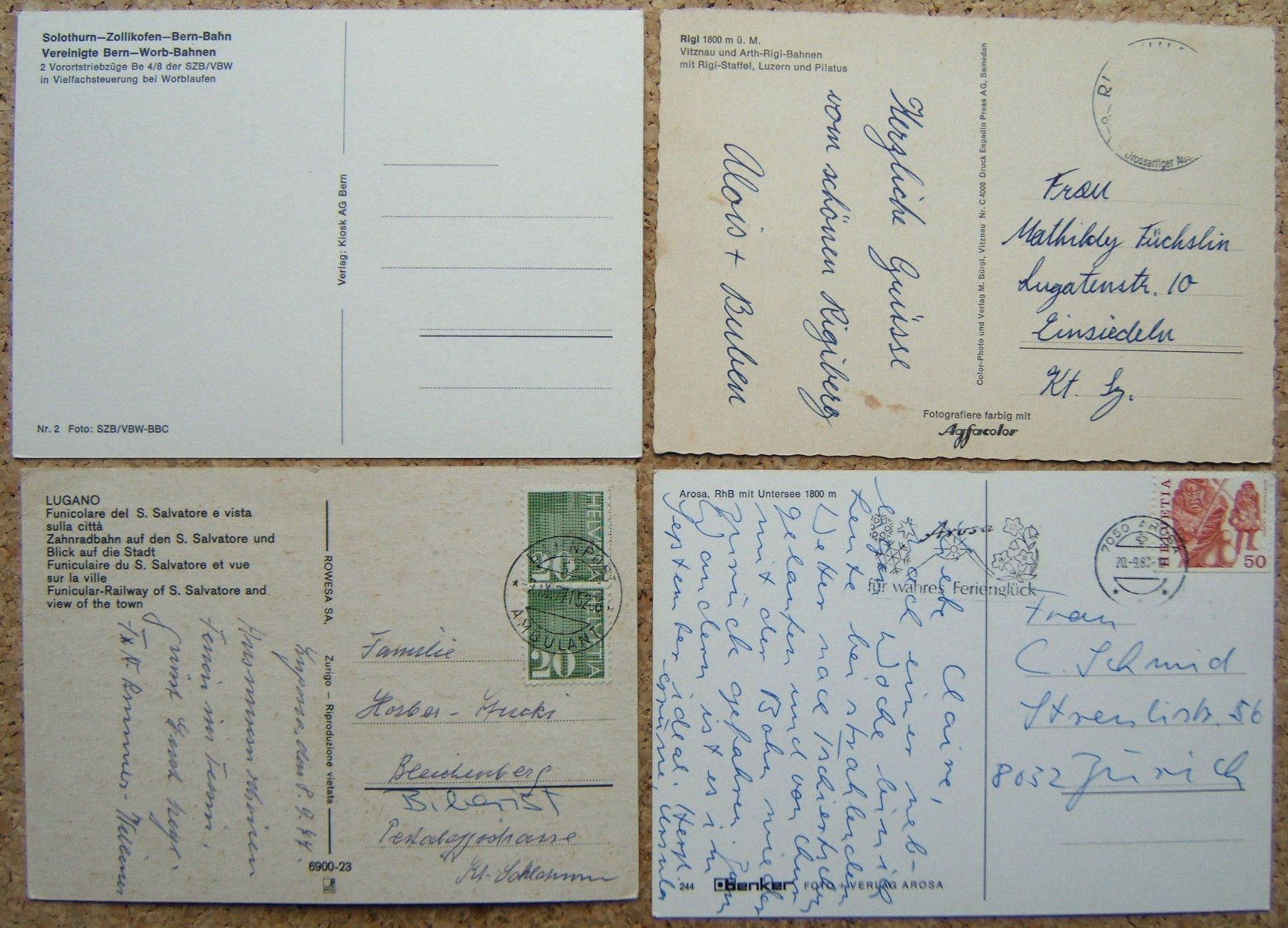 Cartoline postali: 4 AK DIVERSE BAHNEN – Usato da Brunnen venduto da Nonne04 1