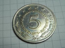 Jugoslawien 5 Dinar, 1973