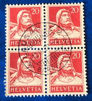 4 er Block Nr.174  Tellbrustbild mit Vollstempel Lausanne