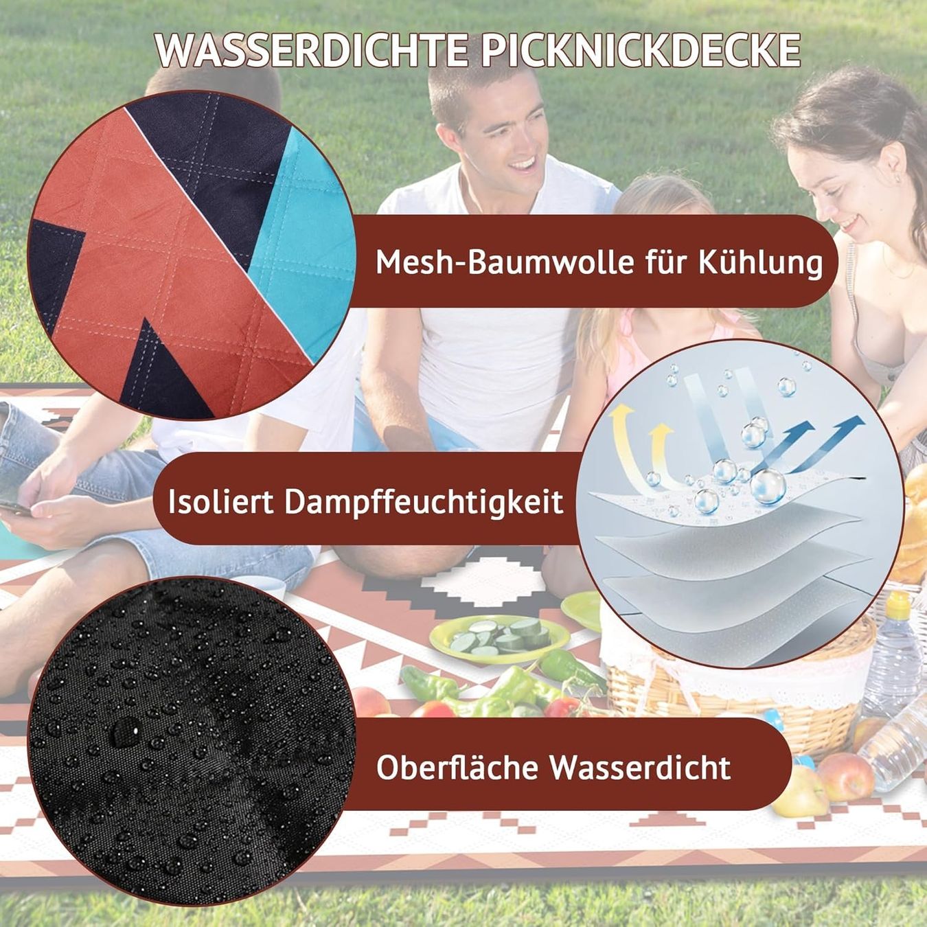 Coperte: Picknickdecke Wasserdicht 200x200cm – Nuovo e nell'imballaggio originale da Nuglar venduto da SaleRitter 3
