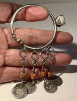 Ancienne boucles d’oreille berbère, Maghreb, argent, corail,