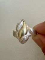 Vintage 925er Silber Ring, mit Gold: 56-57
