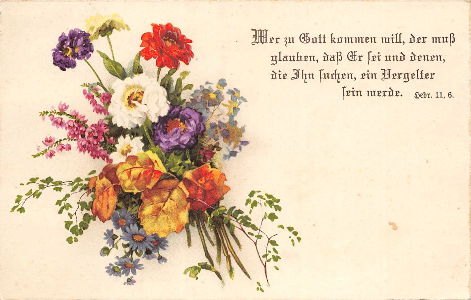 Cartoline postali: Blumenstrauss, Bibelspruch – Usato da Ottikon b.Kemptth. venduto da Neptun1974