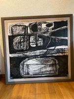 Bild in schwarz, weiss, braun Tönen auf Holz gemalt
