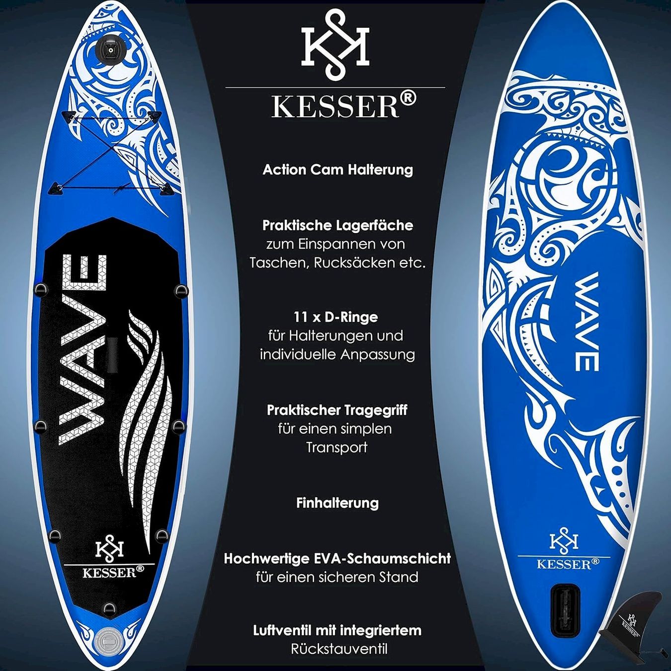 Surf: KESSER Aqua SUP Board Set 320cm blau – Nuovo e nell'imballaggio originale da Bottighofen venduto da zaap 1