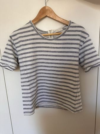 Jake*s Striped Top, S, Grey/White, Zipper Detail