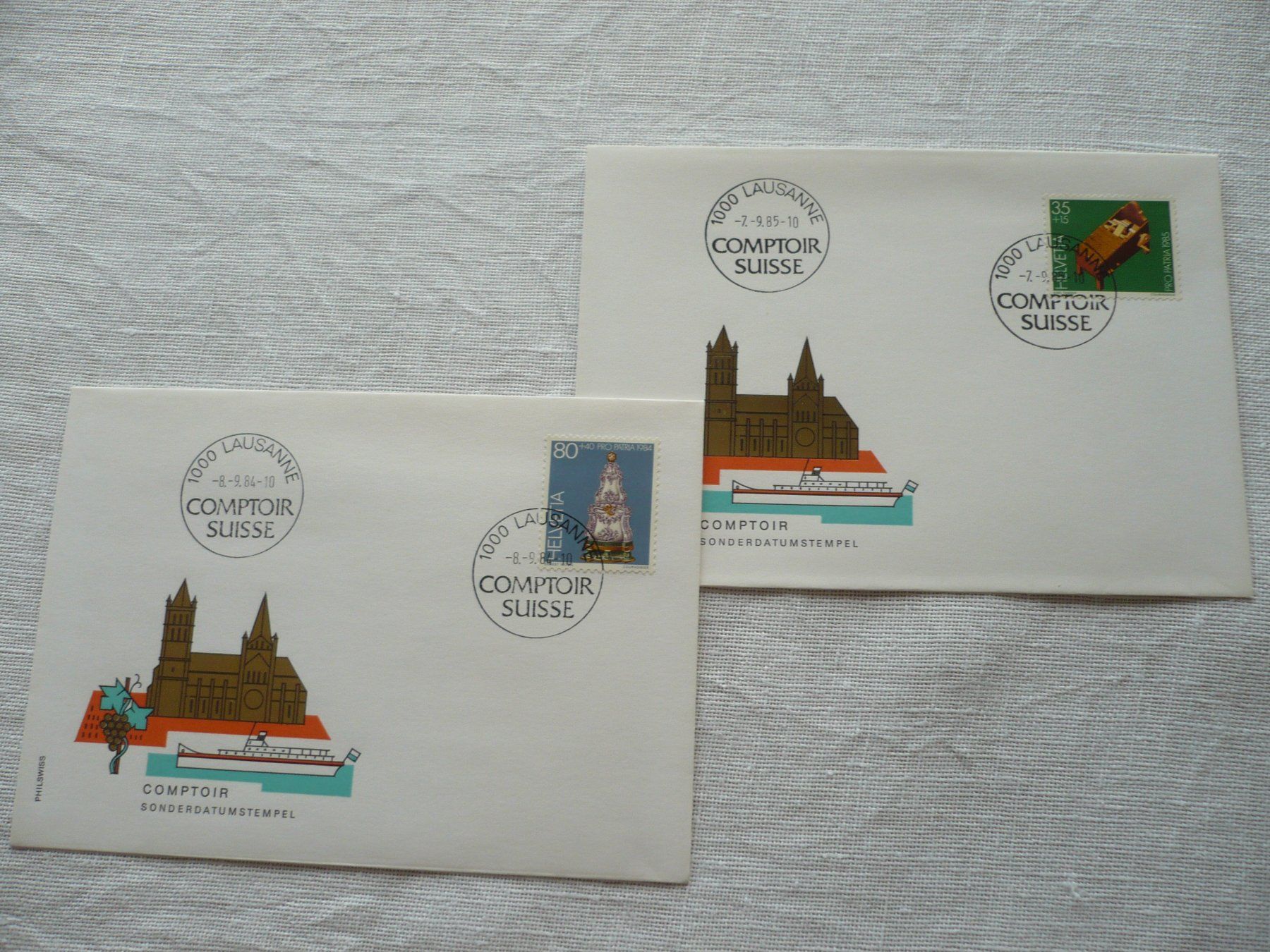 Alle Briefmarken: 1984 - 85 2 Belege COMPTOIR – Gebraucht aus Zürich von saltandpepper008
