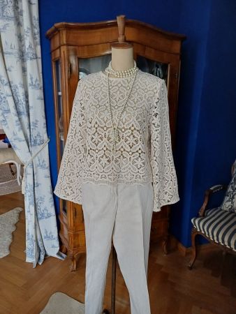 Leichter Pullover aus Baumwollspitze Gr. 38/ M