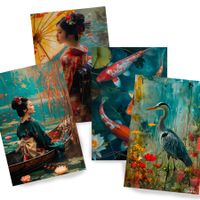 Japanische Geisha DS0590⚡️Set mit 4 Kunstdrucken à 20x30cm