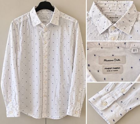 Chemise Massimo Dutti blanche à motifs - Taille M ✅