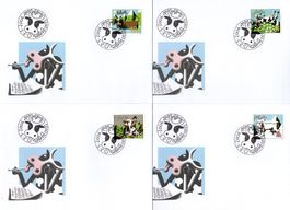 2006 Kuh Comic Serie auf 4 seltenen Einzel-FDC's
