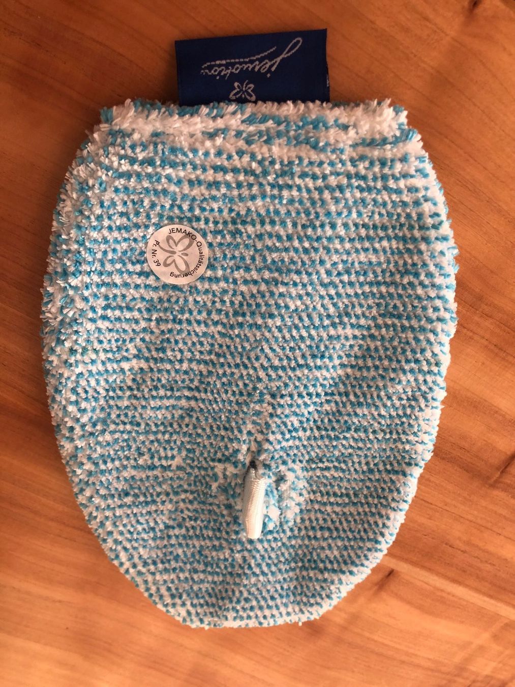 Jemako Guanti & manicotti: JEMAKO Waschhandschuh blau-weiss, Neu – Nuovo (secondo la descrizione) da Kaltbrunn venduto da lagone1