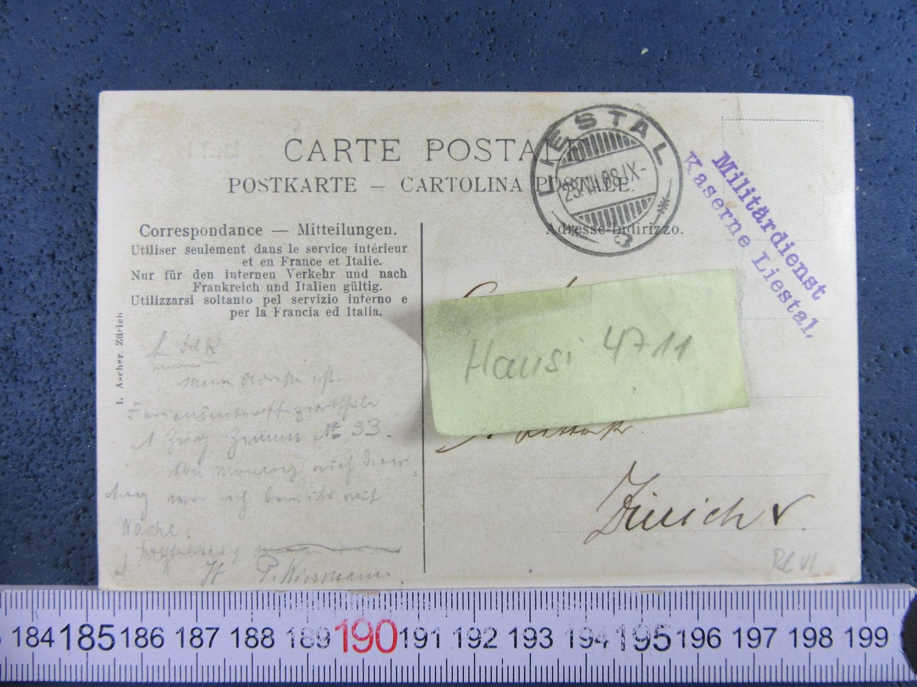 Cartoline postali: LIESTAL 1908 BL-AK FELDPOST – Usato da Ettingen venduto da Hausi4711 1