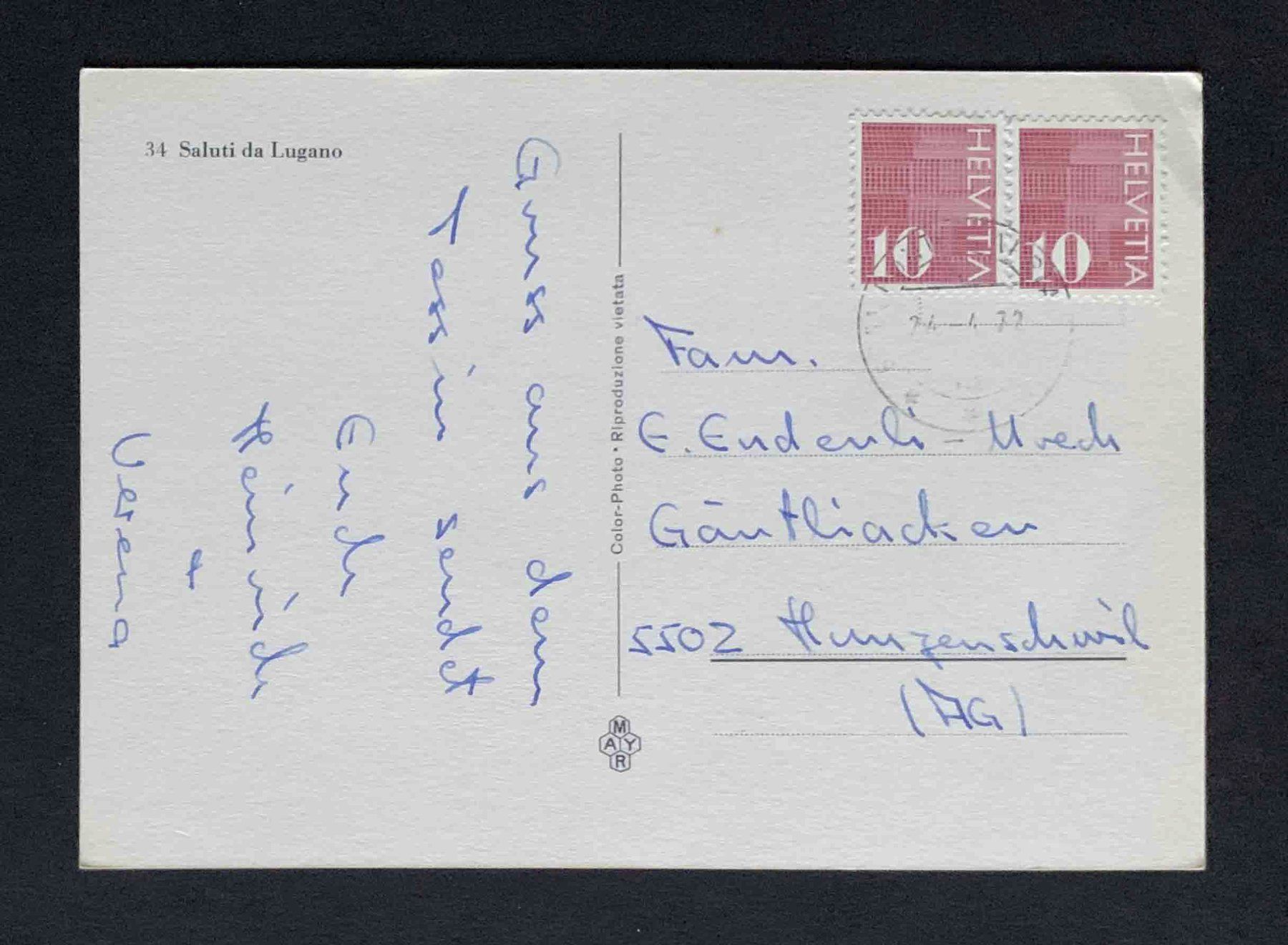 Cartoline postali: AK Saluti da Lugano – Usato da Goldau venduto da artelier1 1