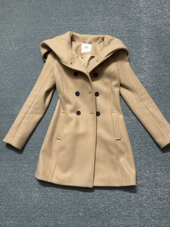 Damen Wollmantel s.Oliver beige mit Kapuze Grösse 36