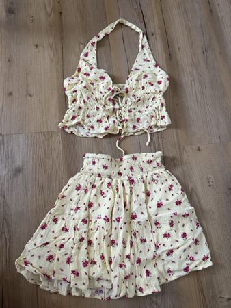 2 Teiler / Set FB Sister geblümt gelb Grösse XS und XXS