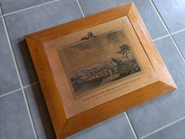 geritztes Bild a. Metall Platte Schloss Worb Clement Schwarz