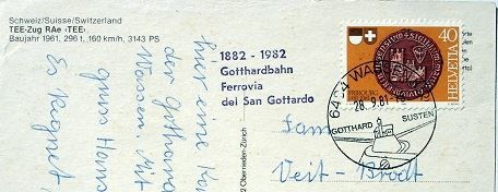 Cartes postales: WASSEN TEE-Zug Gotthard-Bahn 1882-1982 – D'occasion à Jona par philajona 1