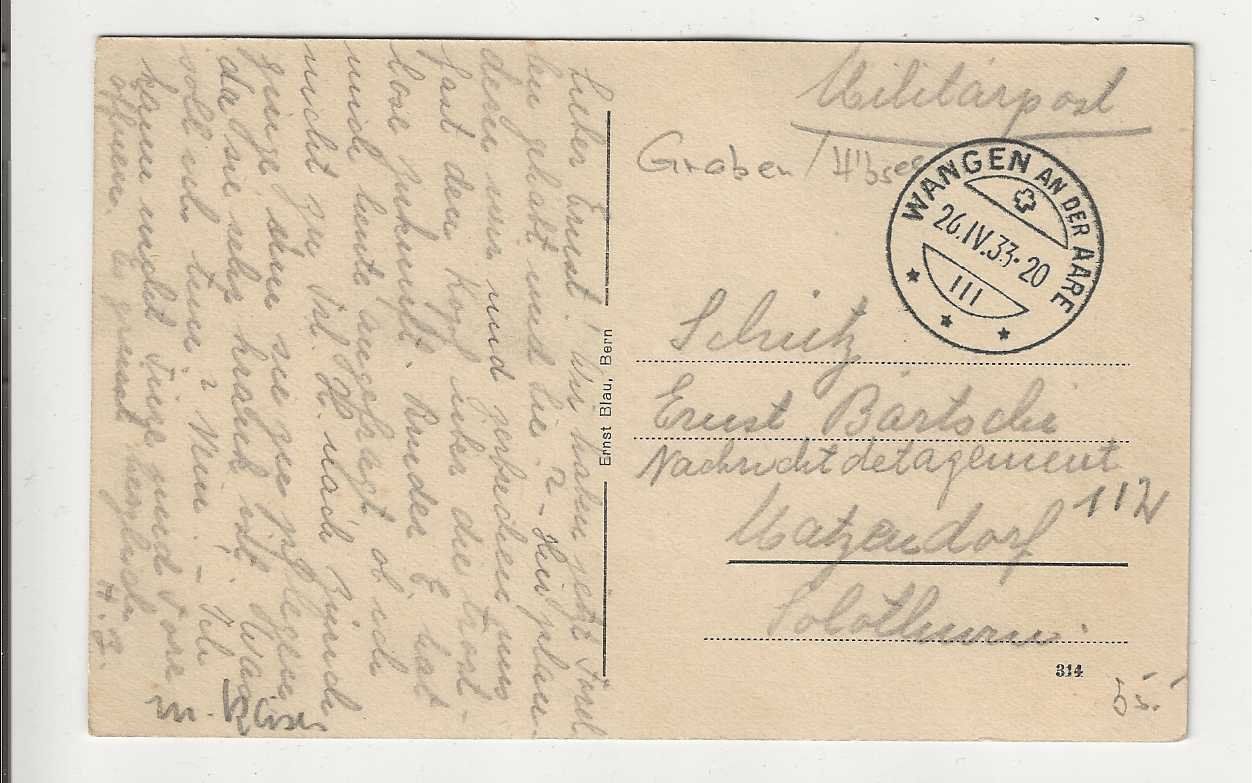 Cartoline postali: Berken, 1933 – Usato da Spiez venduto da Niesen20 1