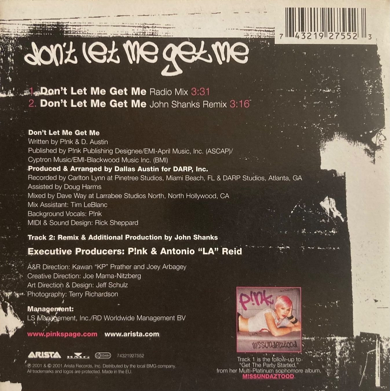 CD: P!NK - DON'T LET ME GET ME – Usato da Poliez-Pittet venduto da Newtown-Records 1