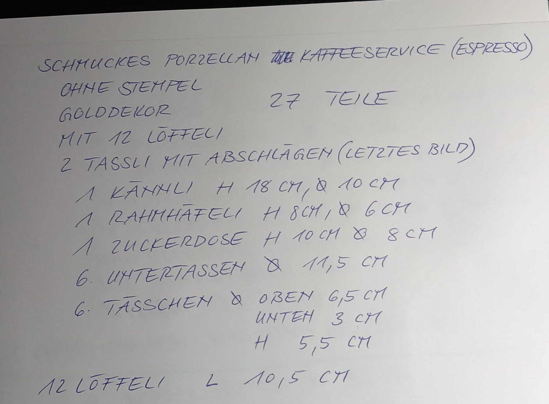 Geschirrsets: SCHMUCKES ESPRESSOSERVICE FÜR 6 PERS – Gebraucht aus Huttwil von Kunterbuntli 7