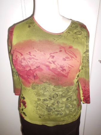 T-shirt vert/bordeaux T. 44