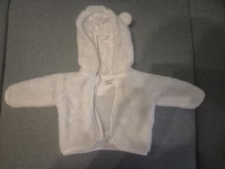 Baby's Cozy Spring White Fleece Jacket, 0-3 Months!62cm