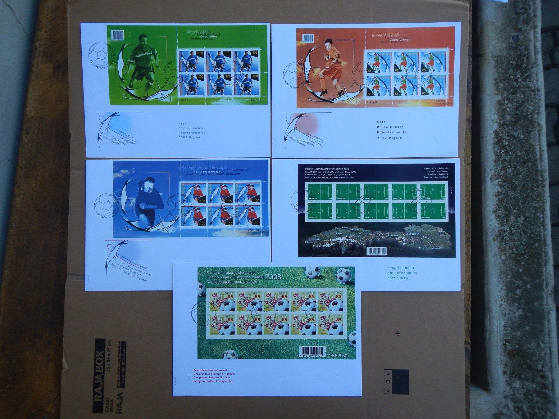 Tutti i francobolli: 10 FDC Kleinbogen 2005-09; 505.- – Usato da Aarwangen venduto da Suomo48