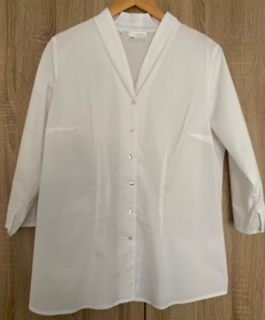 Bonprix BCP Bluse weiss Baumwolle Schalkragen Gr 44