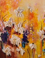 Tableau fleurs printanieres, fait à la main, parfait!