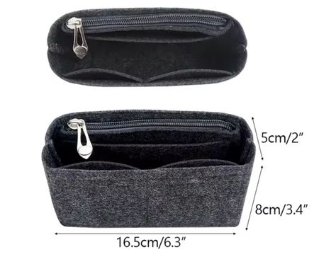 Organizer sac with zipper dark grey - for Longchamp mini