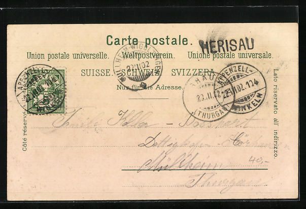 Cartoline postali: Litho Herisau, Ortsansicht aus der Vogel – Usato da Berlin venduto da bartko-reher 1
