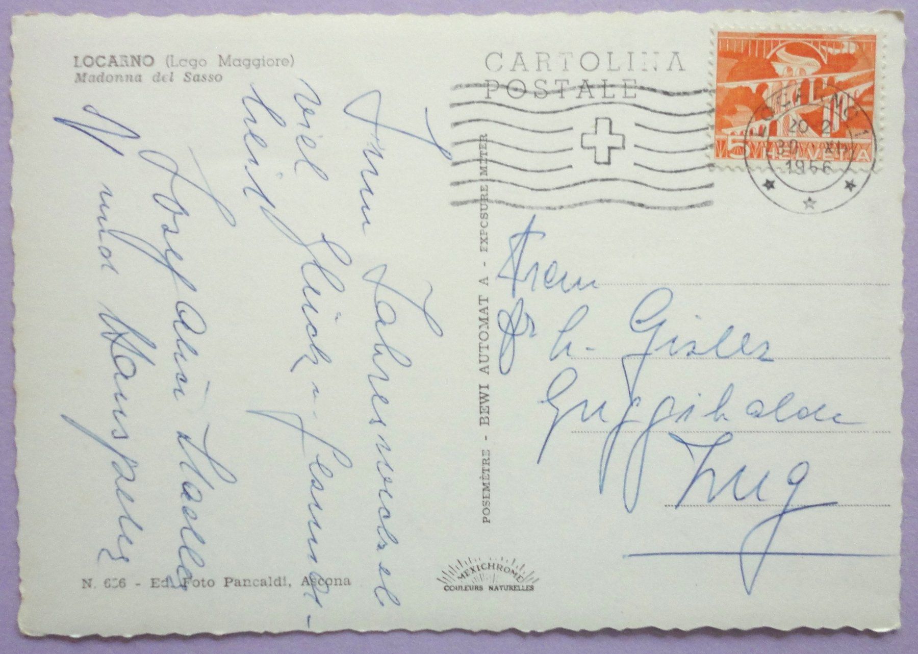 Cartoline postali: Locarno - Madonna del Sasso – Usato da Fétigny venduto da Billy2miny 1