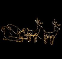 AKTION LETZTE Beleuchtung 2 Rentiere mit Schlitten 110 LEDs