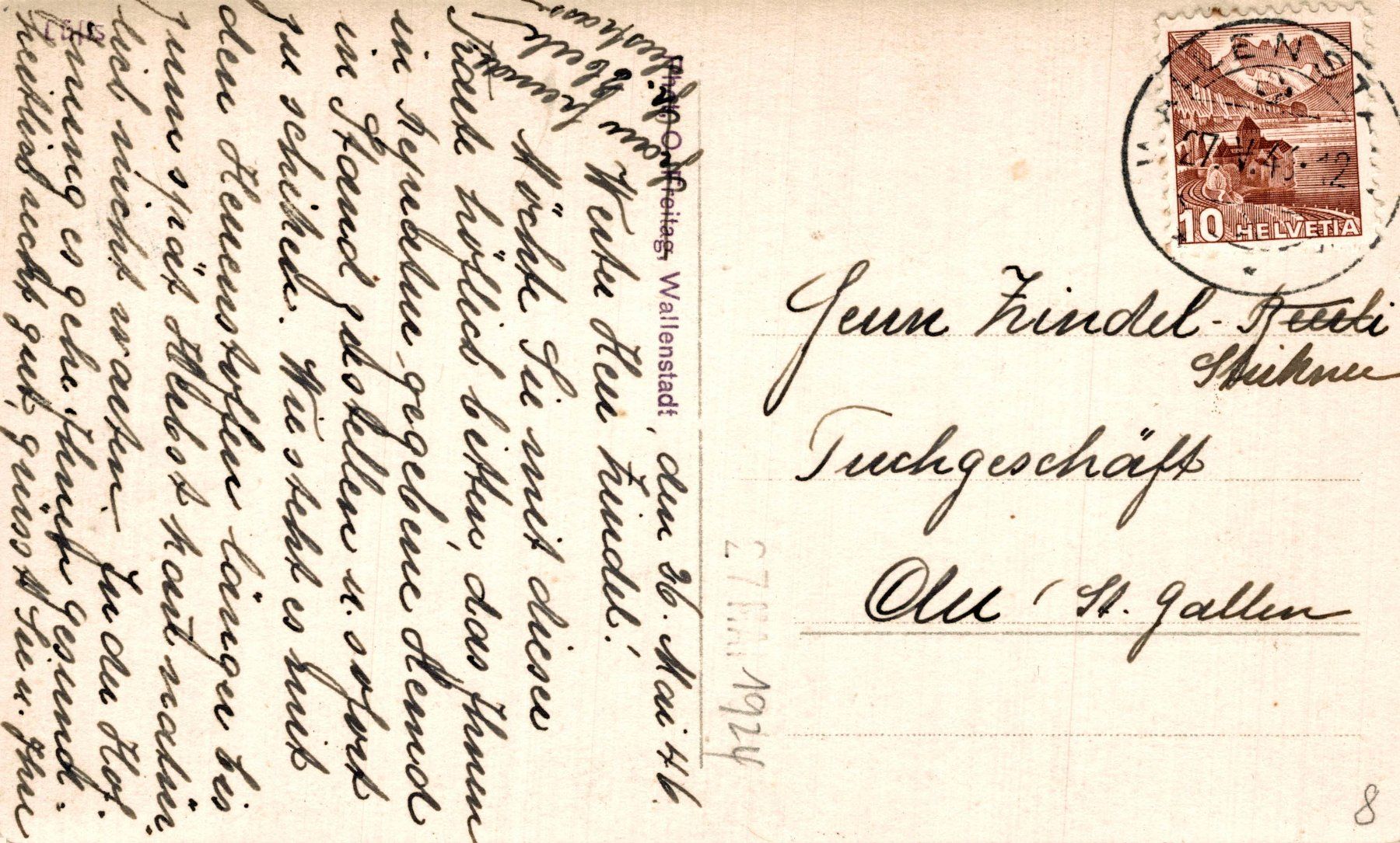 Cartoline postali: Lüsis - Walenstadt – Usato da Bronschhofen venduto da Astore 1